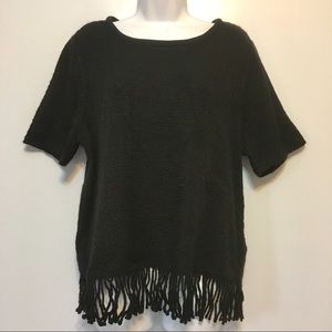Chico’s Black Fringe Hem Sweater Size 2 (L/12)
